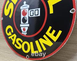 VINTAGE SIGNAL GASOLINE PORCELAIN SIGN Gas Station Motor Oil Pump Plate
