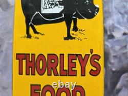 VINTAGE THORLEY'S FOOD FOR PIGS PORCELAIN SIGN AGRICULTURE FEED 10x4.5