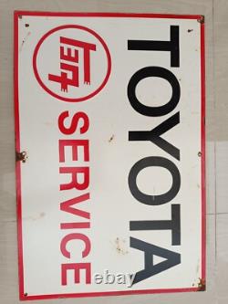 VINTAGE TOYOTA MOTOR CO PORCELAIN GAS AUTOMOBILE SERVICE WORKSHOP SIGN 60x40 Cm