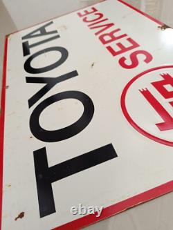 VINTAGE TOYOTA MOTOR CO PORCELAIN GAS AUTOMOBILE SERVICE WORKSHOP SIGN 60x40 Cm