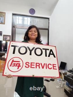 VINTAGE TOYOTA MOTOR CO PORCELAIN GAS AUTOMOBILE SERVICE WORKSHOP SIGN 60x40 Cm