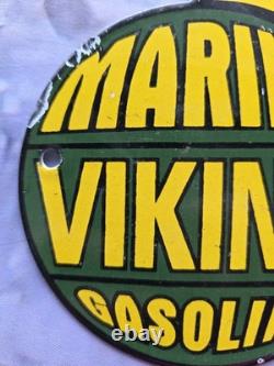VINTAGE VIKING MARINE GASOLINE PORCELAIN SIGN 9 x 5