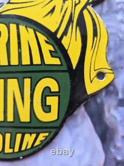 VINTAGE VIKING MARINE GASOLINE PORCELAIN SIGN 9 x 5