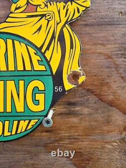 VINTAGE VIKING PORCELAIN SIGN MARINE GASOLINE GAS STATION SERVICE DIE-CUT SIGNs