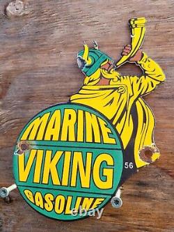 VINTAGE VIKING PORCELAIN SIGN MARINE GASOLINE GAS STATION SERVICE DIE-CUT SIGNs