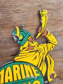 VINTAGE VIKING PORCELAIN SIGN MARINE GASOLINE GAS STATION SERVICE DIE-CUT SIGNs