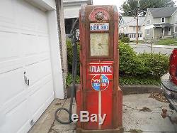 VINTAGE WAYNE 866 FARM FRESH ATLANTIC WHITE FLASH GAS PUMP TEXACO MOBIL SIGN