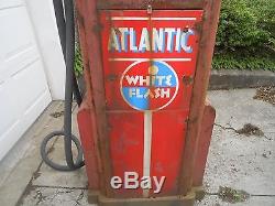 VINTAGE WAYNE 866 FARM FRESH ATLANTIC WHITE FLASH GAS PUMP TEXACO MOBIL SIGN