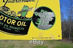 VINTAGE WELCH MOTOR OIL SIGN w OLD CAR & CAN STILL IN PAPER UNFINDABLE DEAD MINT