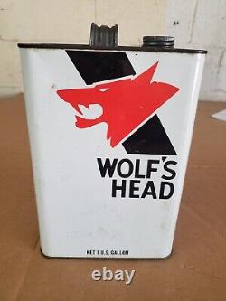 VINTAGE Wolfs Head Oil sign can 1 gallon