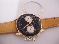 Vintage Zenith Chronograph Solid 18 K Gold Signed 0.75 Manual Wind