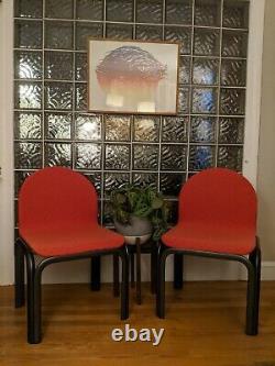VINTAGE signed Pair GAE AULENTI for KNOLL Modern Italian watermelon red chairs