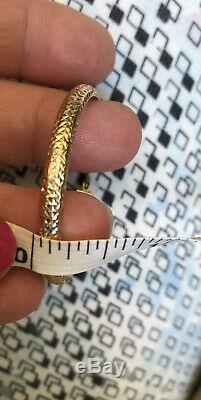 VTG 14 K Signed SLC Large Yellow Gold Diamond Cut Round Hoop Earrings 3.5 G