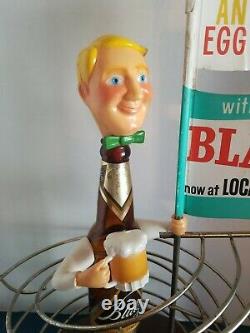 (VTG) 1959 blatz beer back bar bottle man egg roller statue sign complete rare