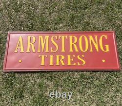VTG Armstrong Tires Gas Station Tire Shop 70s Metal Sign 48x18 HTF