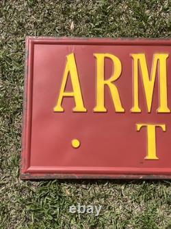 VTG Armstrong Tires Gas Station Tire Shop 70s Metal Sign 48x18 HTF