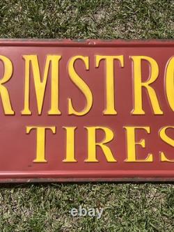 VTG Armstrong Tires Gas Station Tire Shop 70s Metal Sign 48x18 HTF