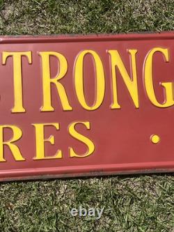 VTG Armstrong Tires Gas Station Tire Shop 70s Metal Sign 48x18 HTF