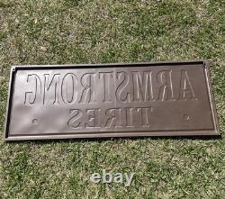 VTG Armstrong Tires Gas Station Tire Shop 70s Metal Sign 48x18 HTF