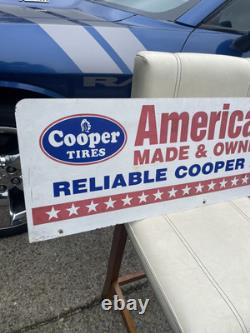 VTG Cooper Tires AMERICAN Made & Owned 2 Sided Original Metal RARE! Gas Oil Sign