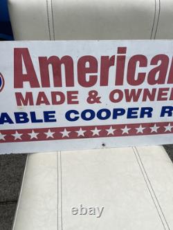 VTG Cooper Tires AMERICAN Made & Owned 2 Sided Original Metal RARE! Gas Oil Sign