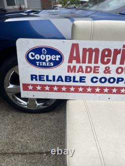 VTG Cooper Tires AMERICAN Made & Owned 2 Sided Original Metal RARE! Gas Oil Sign