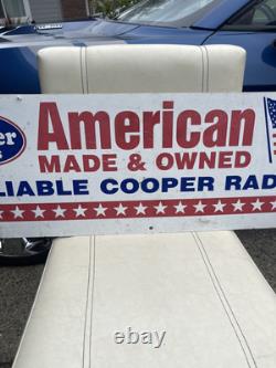 VTG Cooper Tires AMERICAN Made & Owned 2 Sided Original Metal RARE! Gas Oil Sign
