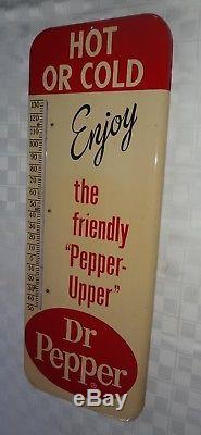 VTG Dr Pepper Soda Pop 25.5 x 9 3/4 Metal Thermometer Bar or Gas Station Sign
