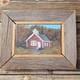 Vtg Oil On Canvas Little Red School House Randolph Vt Signed F. E. M