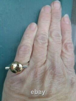 VTG RARE SIGNED PIERRE CARDIN 14K GOLD STERLING SPACE AGE MODERNIST RING sz 5