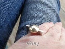 VTG RARE SIGNED PIERRE CARDIN 14K GOLD STERLING SPACE AGE MODERNIST RING sz 5