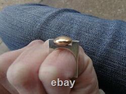 VTG RARE SIGNED PIERRE CARDIN 14K GOLD STERLING SPACE AGE MODERNIST RING sz 5