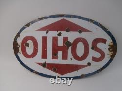 VTG SOHIO Oval Sign Enamel Metal, Gas Station Collectible Original Collectable