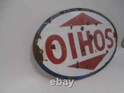 VTG SOHIO Oval Sign Enamel Metal, Gas Station Collectible Original Collectable