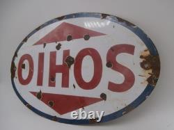 VTG SOHIO Oval Sign Enamel Metal, Gas Station Collectible Original Collectable