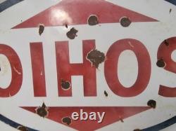 VTG SOHIO Oval Sign Enamel Metal, Gas Station Collectible Original Collectable