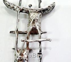 VTG Signed Brutalist Sterling Silver Modernist Pin Brooch Artisan Studio Juhls