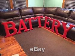 Vtg Tyre & Battery Porcelain Letters Gas Service Station Huge 24 Inch Sz Look