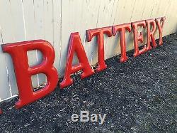 Vtg Tyre & Battery Porcelain Letters Gas Service Station Huge 24 Inch Sz Look