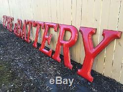 Vtg Tyre & Battery Porcelain Letters Gas Service Station Huge 24 Inch Sz Look