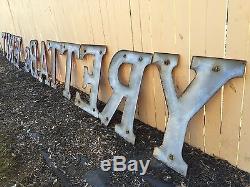 Vtg Tyre & Battery Porcelain Letters Gas Service Station Huge 24 Inch Sz Look