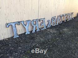 Vtg Tyre & Battery Porcelain Letters Gas Service Station Huge 24 Inch Sz Look