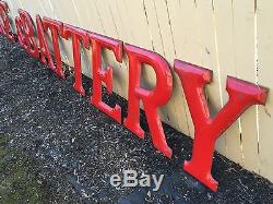 Vtg Tyre & Battery Porcelain Letters Gas Service Station Huge 24 Inch Sz Look