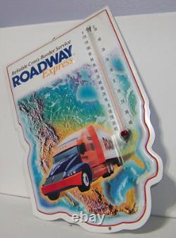 VTG Vintage Roadway Express Sign Original Working Thermometer Semi in Color