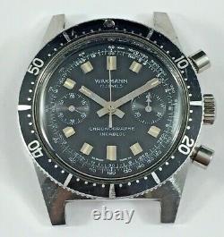 VTG Wakmann 20 ATM Chronograph, Gorgeous Dial! Triple Signed. 37.9mm