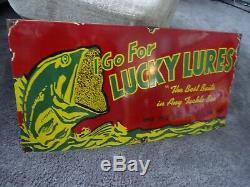 Very Large Original Lucky Lures Paw Paw Bait Co, Michigan, Fishing, Hunting, Fish