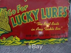 Very Large Original Lucky Lures Paw Paw Bait Co, Michigan, Fishing, Hunting, Fish