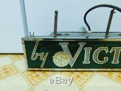 Victor Gaskets Early Vintage Neon Advertising Sign Reverse Painted Glass
