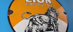 Vintag Lion Gasoline Porcelain 12 Gas Oil Auto Service Station Plate Pump Sign