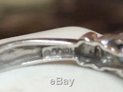 Vintage 10k Gold Blue Sapphire & Diamond Ring Designer Signed Aj Engagement